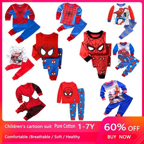 Comprar Online Conjuntos De Pijamas De Batman Y Spiderman Para Ninos Ropa Para Bebes Y Ninos Dulces Suenos Camiseta De Manga Larga De Dibujos Animados Pantalones Alitools