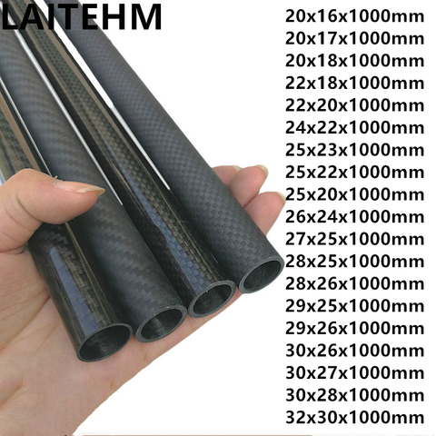 3k tubo de fibra de carbono diámetro exterior 20 21 22 23 24 25 26 27 29 30 mm de longitud: 1000mm ► Foto 1/4