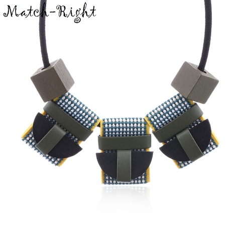 Match-derecho-collar con estilo para mujer, collares y colgantes de cuentas de madera, collar de tela para mujer, joyería MX001 ► Foto 1/6