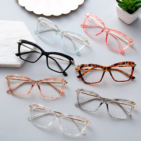 Montura de gafas Vintage para mujer, gafas de ojo de gato, montura de gafas de cristal facetado, se pueden equipar con gafas para miopía okular ► Foto 1/6