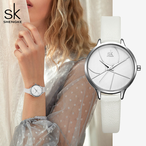 Shengke-relojes sencillos de cuarzo de cuero para mujer, reloj informal, femenino, 2022 ► Foto 1/6