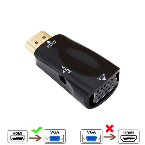 Convertidor de Cable HDMI a VGA, Adaptador convertidor macho a hembra, Conector de 3,5mm, Audio HD 1080P para PC, portátil y tableta ► Foto 1/6