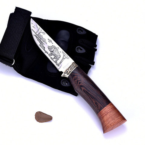 Dropship 5cr15 Steel Fixed Blade Knife Wenge wood Handle Hunting Knife Outdoor Camping tactical Knife Nylon Knife Case ► Foto 1/6