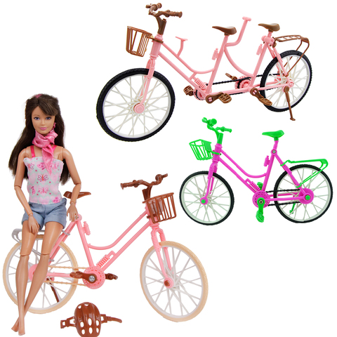 Accesorios de muñeca de estilo mixto, bicicleta de plástico rosa y verde, juguete deportivo exterior para Barbie, casa de muñecas, juego de juguetes para niños ► Foto 1/6