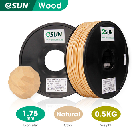 ESUN madera filamento PLA de 1,75mm de madera PLA 3D filamento de impresora 0,5 KG (1,1 LBS) carrete 3D de filamento para 3D impresoras ► Foto 1/5