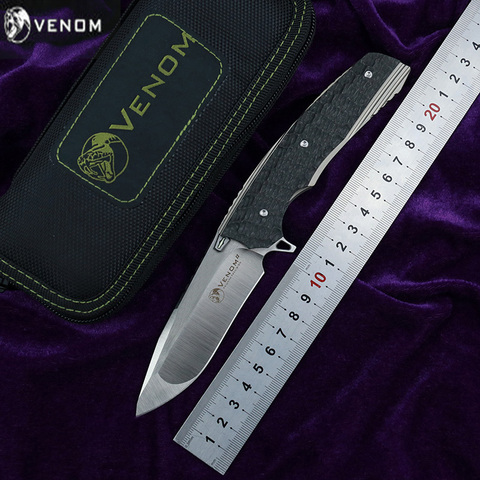 KEVIN JOHN-cuchillo VENOM 2 M390, hoja de aleación de titanio + mango de fibra de carbono, para exteriores, camping, caza, cuchillos de bolsillo de caza, herramientas EDC ► Foto 1/6