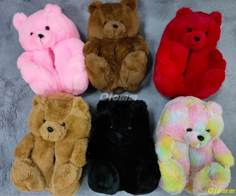 Zapatillas de casa afelpadas de oso de peluche para mujer, calzado para estar en casa, marrón, suave, antideslizante, de piel sintética, bonitas y esponjosas, Zapatillas de casa, cálido para invierno ► Foto 1/6