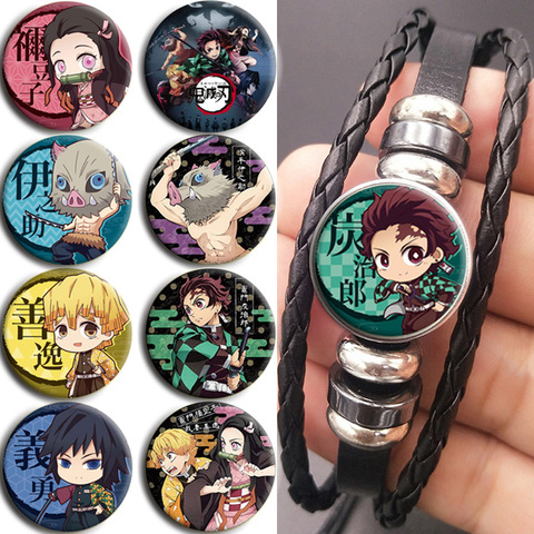 Anime demonio asesino Kimetsu No Yaiba Kamado Tanjirou Nezuko figura de acción pulsera de Cosplay tiempo cabujón de aleación de pulsera regalo ► Foto 1/6