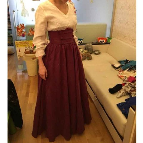 Vintage renacimiento Medieval Maxi plisado falda para las mujeres de cintura alta porque traje otoño vestido de gran falda de talla grande S-3XL ► Foto 1/6