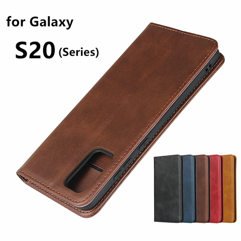 Funda de cuero Premium para Samsung Galaxy S20 Plus, funda con tapa Ultra, tarjetero, funda magnética de atracción ► Foto 1/6