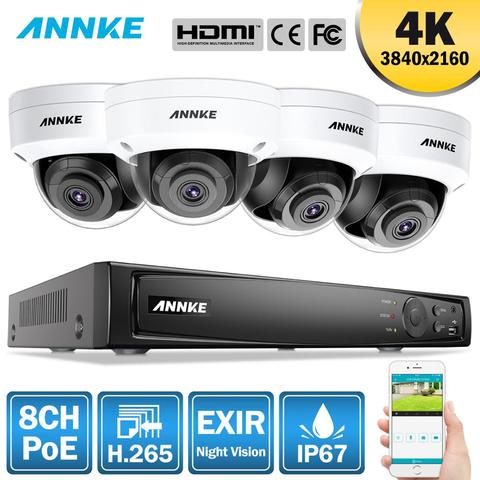 ANNKE-sistema de seguridad de vídeo en red 4K Ultra HD POE, 8MP, H.265 + NVR, 4 Uds., resistente al agua de cámara IP 8MP, Kit de seguridad CCTV ► Foto 1/6