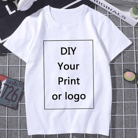 Camiseta de ocio con impresión personalizada para mujer, camiseta blanca con foto o logotipo DIY, Tops personalizados de moda para mujer ► Foto 1/6