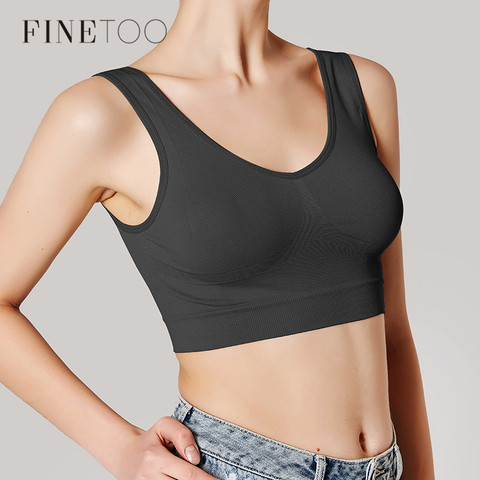 FINETOO-Tops con escote en V profundo para mujer, S-3XL de talla grande, prenda superior sin costuras, Bralette, lencería Sexy con espalda en U, camiseta sin mangas para niña 2022 ► Foto 1/6