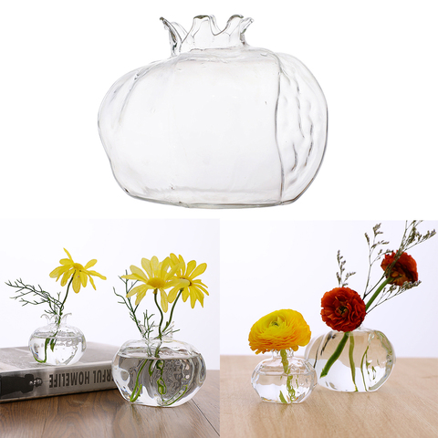 Pequeño vidrio transparente Bud Vase forma de Granada florero Floral para decoración del hogar bodas ► Foto 1/5