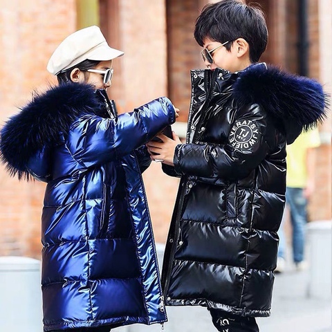 -30 chaqueta de invierno para niños, ropa de abrigo impermeable cálida para niña, abrigos de algodón de plumas largas con capucha para niño, prendas de vestir exteriores para niño, ropa de Parka ► Foto 1/5