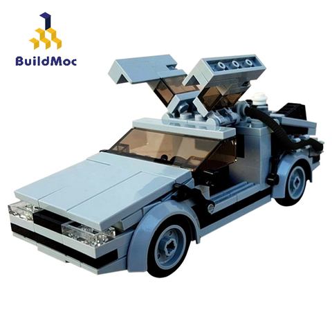 BuildMoc-bloques de construcción de coche técnico de regreso a la máquina de tiempo futurado, campeones de velocidad, película MOC, supercoche, bloques de construcción, juguetes técnicos ► Foto 1/6