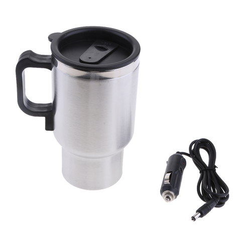 Taza calefactora para coche de 500 ml12v, hervidor de agua para bebidas, tazón taza calefactable eléctrica, botella con Cable encendedor, taza de café de viaje de acero inoxidable ► Foto 1/6