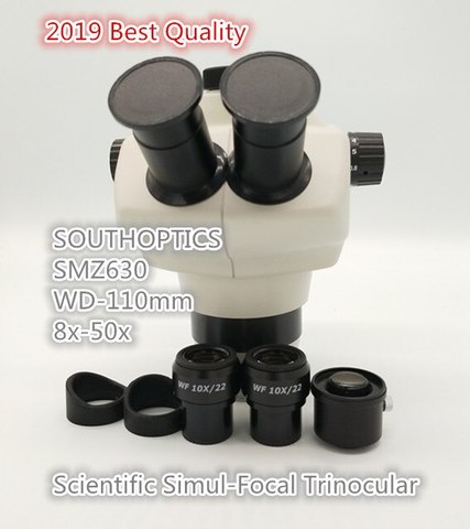 Microscopio estéreo Trinocular Scientific SMZ630 8x-50x, Zoom, cabeza de microscopio, accesorios de microscopio ► Foto 1/5