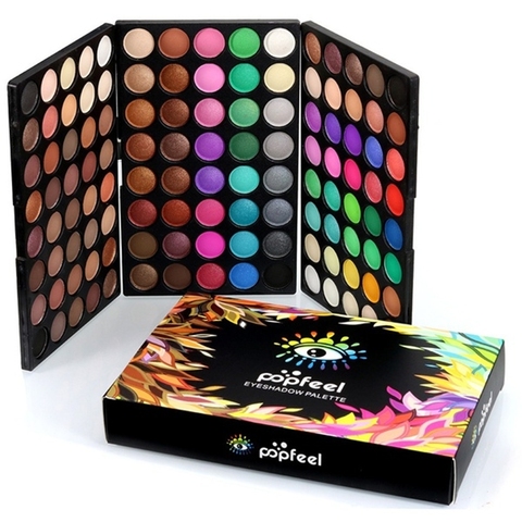 Paleta de sombra de ojos de purpurina prensada de 120 colores POPFEEL Pro a prueba de agua mate sombra de ojos paleta de maquillaje TSLM2 ► Foto 1/6