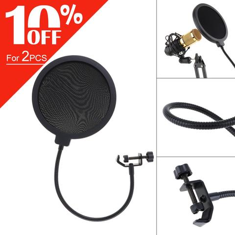 Profesional de doble capa de estudio micrófono Pop filtro Flexible de pantalla de viento máscara Mic Pop filtro escudo micrófono Accesorios ► Foto 1/6