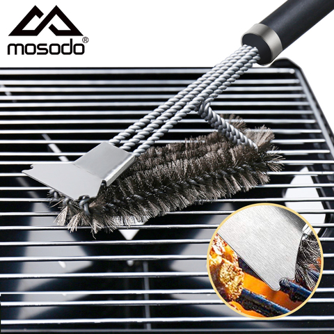 Mosodo-cepillo raspador de limpieza para barbacoa, limpiador de barbacoa, cepillos de alambre, herramientas de acero inoxidable para todo tipo de parrilla, accesorios para barbacoa ► Foto 1/6