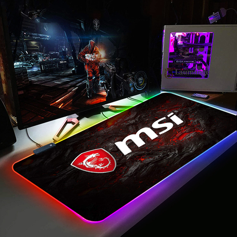 MSI personalizada DIY RGB grande de Led que brilla intensamente se iluminación Mouse Pad Borde de bloqueo alfombra para ratón teclado de escritorio Mat para CSGO ► Foto 1/6