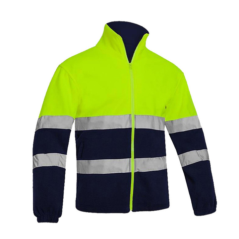 Chaqueta Polar de seguridad para hombre, ropa de trabajo con rayas reflectantes, dos tonos, amarillo, azul marino, a prueba de viento, Hi Vis ► Foto 1/5