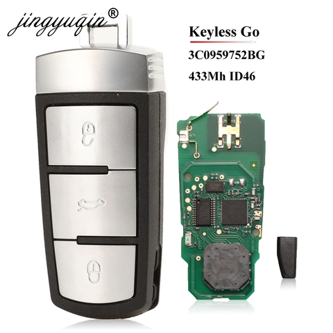 Jingyuqin 3C0959752BG /BA sin llave inteligente ir mando a distancia de coche botón 3 434MHz PCF7936 ID46 para VW Passat CC Passat Magotan ► Foto 1/5