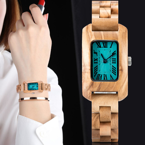 BOBOBIRD-Reloj de pulsera de madera de cuarzo para mujer, accesorio de marca de lujo, relojes femeninos, caja de madera ► Foto 1/6