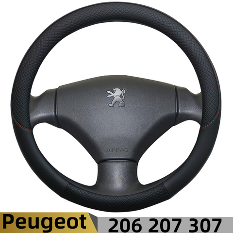 100% DERMAY deportivos de cuero de marca de protector para volante de coche antideslizante para Peugeot 206 de 207 de 307 accesorios de Auto ► Foto 1/6