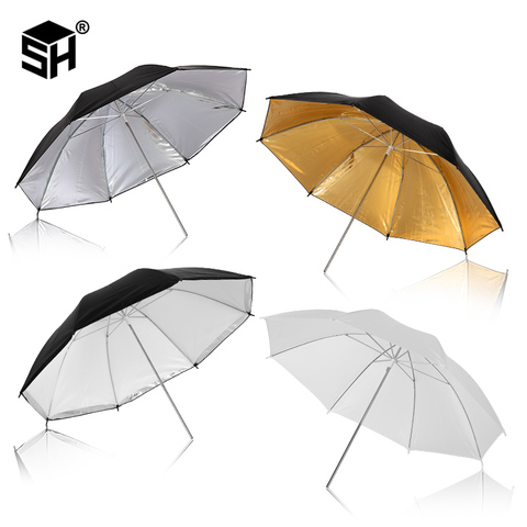 Conjunto de paraguas de estudio fotográfico 33 '84 cm paraguas de luz suave blanco + paraguas reflectante de doble uso 4 piezas accesorios de fotografía ► Foto 1/6