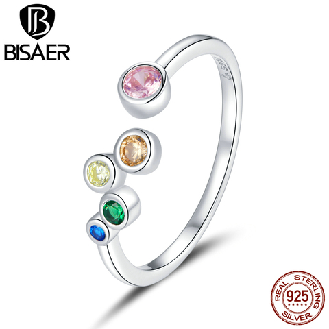 BISAER-anillo de compromiso con forma de mariquita para mujer, sortija, Plata de Ley 925 auténtica, burbujas, colorido, EFR149 ► Foto 1/6