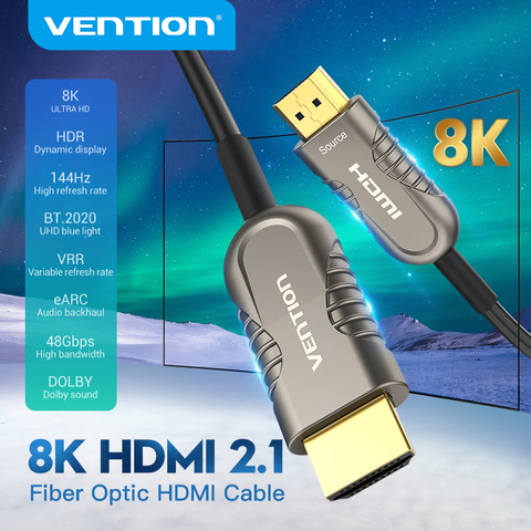 Convenio HDMI 2,1 Cable de 8k 48Gbps de fibra óptica Cable HDMI para PS4 proyector caja HDTV PS4/3 proyector Ultra Cable HDMI de alta velocidad ► Foto 1/6