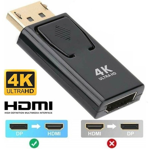 DP a HDMI Max 4K/2160P puerto de pantalla DP macho a HDMI hembra adaptador negro de alta calidad Dp a Hdmi Convertidor para HDTV PC ► Foto 1/6