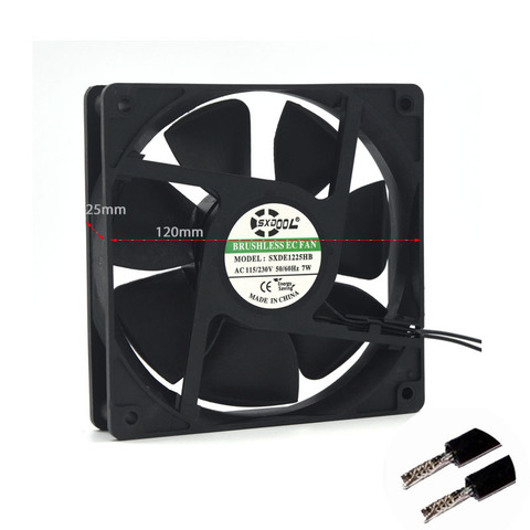 Ventilador axial sin escobillas, motor EC, 120x120x25mm, 120mm, 12cm, 115V, 230V, 7W, 2600RPM, 100,2 CFM, alta calidad, flujo de aire fuerte, baja energía ► Foto 1/4