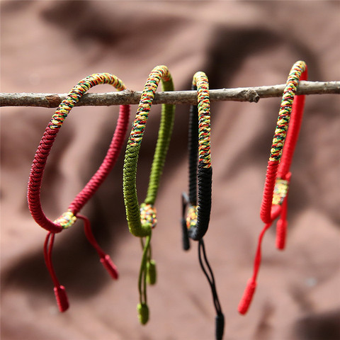 Pulsera de cuerda de la suerte de algodón trenzado budista tibetano, pulseras para mujer y hombre, pulseras de amistad hechas a mano ► Foto 1/6