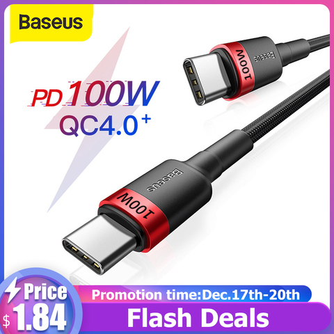 Baseus USB C a USB a Cable de tipo C para MacBook Pro de carga rápida 4,0 PD 100W de carga rápida para Samsung Xiaomi mi 10 Cable de carga ► Foto 1/6