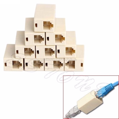 10 Uds RJ45 CAT5 de enchufe acoplador Cable de red LAN extensor de adaptador de conector ► Foto 1/6