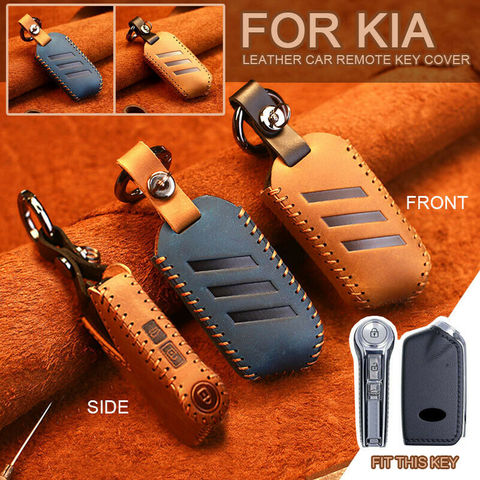 Funda de cuero genuino para llave inteligente para control remoto de coche, estuche protector para Kia Stinger K900 2022, cubiertas para llave para llaves de casa ► Foto 1/6