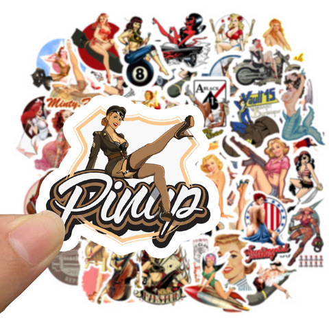 50 Uds Europa y América chica Retro pin up chica etiqueta Decoración Adhesivo de papelería de tu álbum de recortes diario etiqueta engomada de la etiqueta ► Foto 1/3