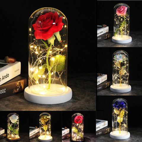 Flores artificiales de galaxia, rosas doradas chapadas en aluminio de 24K, decoración de boda, regalo creativo para el Día de San Valentín, envío directo ► Foto 1/6