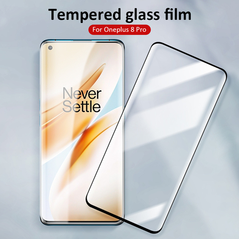 Vidrio templado curvo para Oneplus 9 Pro, 8T, 8 Pro, Protector de pantalla para One Plus, 9Pro, 8Pro, cubierta completa, película frontal de vidrio Protector ► Foto 1/6