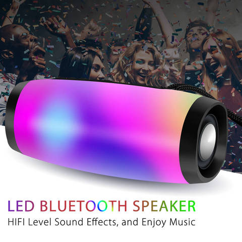 Altavoz Portátil con Bluetooth, Subwoofer, columna de Bajo inalámbrico, resistente al agua, USB, para exteriores, compatible con AUX, TF, LED ► Foto 1/6