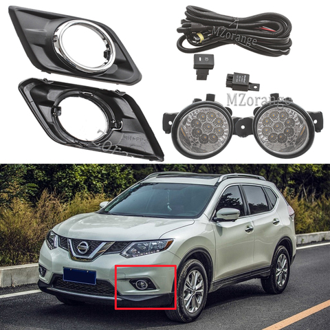 Para Nissan X trail T32 Rogue 2014-2017 luces antiniebla LED Luz de niebla faros interruptor arnés cubierta de la lámpara de la niebla de la Asamblea de rejillas ► Foto 1/6