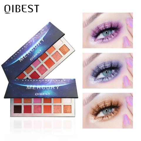 QIBEST-paleta de sombras de ojos de 18 colores, brillo mate, maquillaje, pigmento brillante, paleta de sombras de ojos humeantes, Cosméticos brillantes a prueba de agua TSLM2 ► Foto 1/6