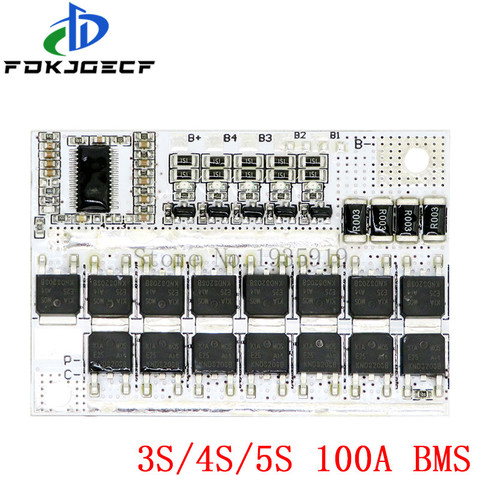 3S/4S/5S BMS 12V 12V 16,8 V 21V 3,7 V 5S 100A Li-Ion OVM ternario protección de la batería de litio placa de circuito de polímero Li-polímero de equilibrio de carga ► Foto 1/2