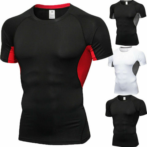 Camisetas de verano para hombre, camisetas de manga corta, de secado rápido, para gimnasio, ropa ajustada, para correr, fútbol, baloncesto, ropa deportiva, camiseta ► Foto 1/6