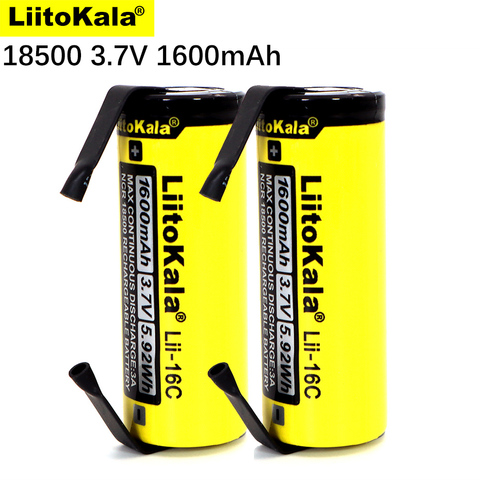 LiitoKala-batería recargable de iones de litio para linterna LED + Lii-16C, 2022, 18500, 1600mAh, 3,7 V, de níquel de DIY ► Foto 1/5