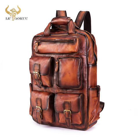 Mochila de diseño de cuero para hombre, mochila para ordenador portátil de 17 pulgadas, mochila para hombre, mochila de diseño, mochila para hombre 1170-o ► Foto 1/6