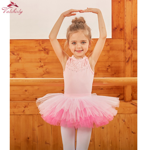 Vestido de bailarina rosa, tutú para niña, leotardo de Ballet, Ropa de baile, vestido de fiesta para niños, regalo ► Foto 1/6